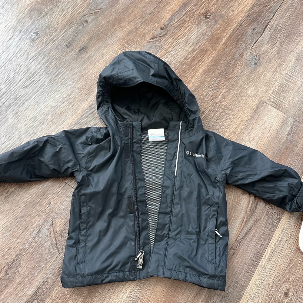 Columbia Toddler Black Hooded Rain Jacket